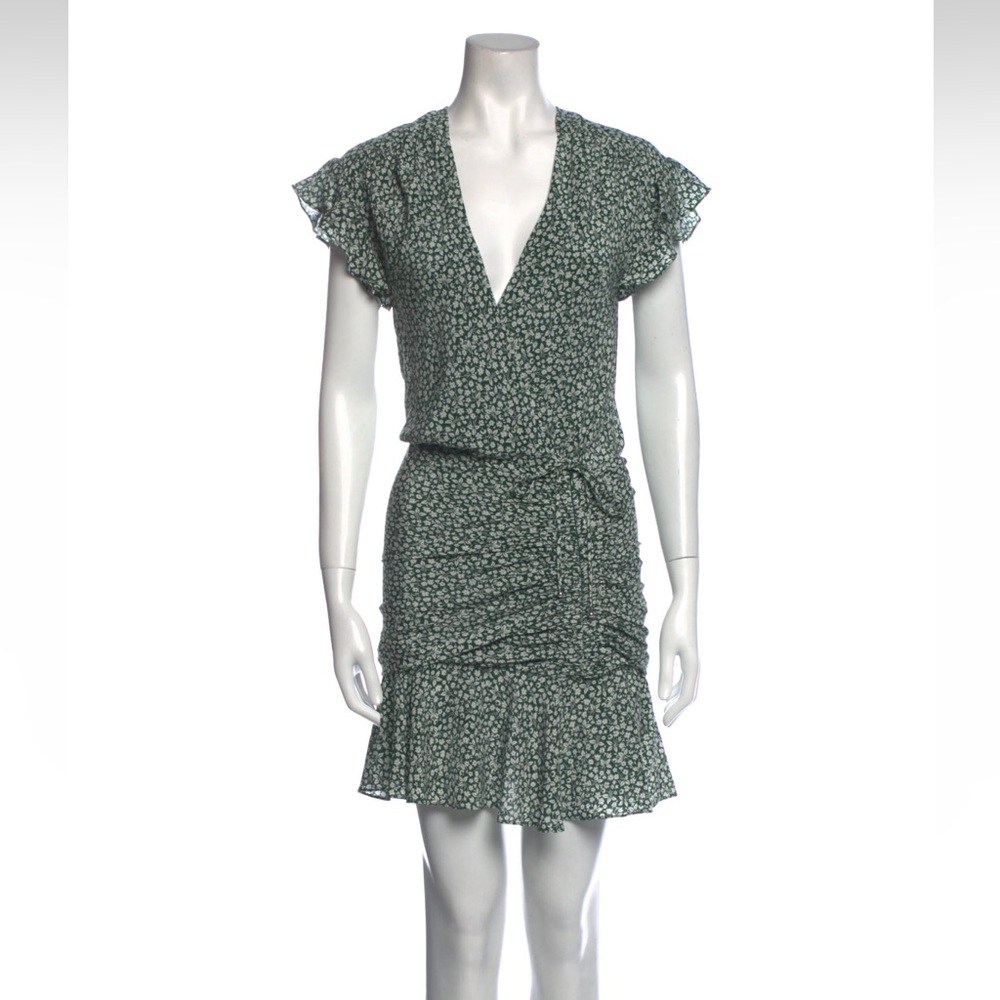 Veronica Beard Green Floral Silk Wrap Dress - XS - 00 - EUC